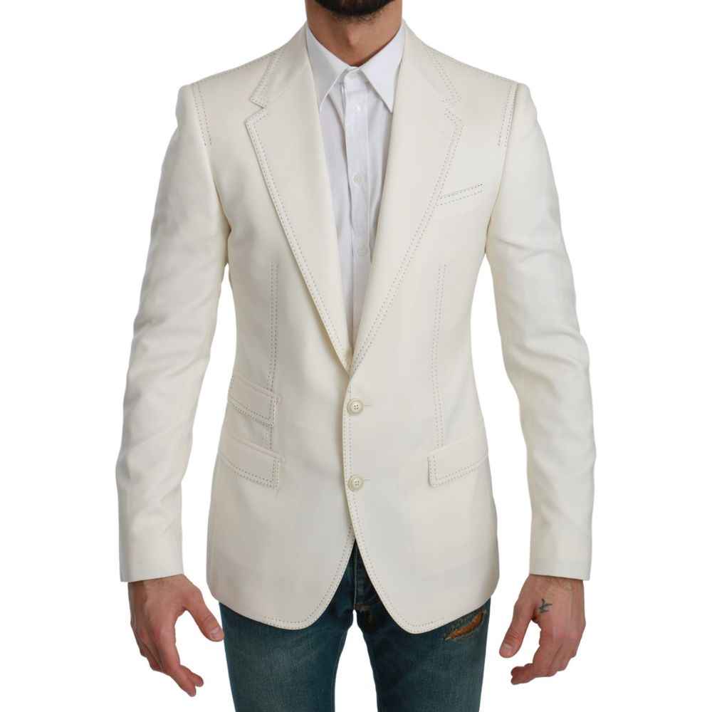 Dolce & Gabbana White Virgin Wool Blazer