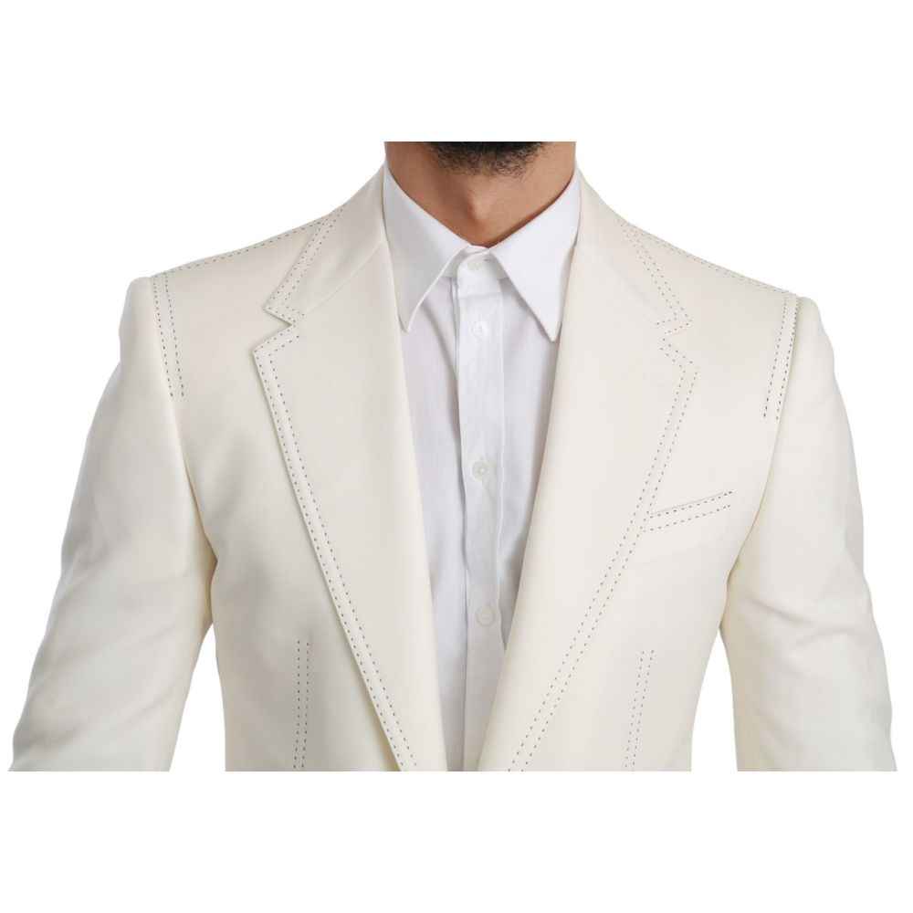 Dolce & Gabbana White Virgin Wool Blazer