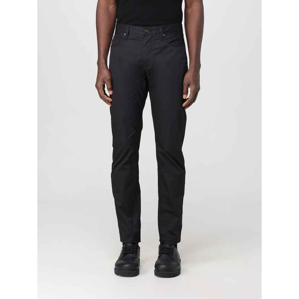 Emporio Armani Black Cotton Casual Pants