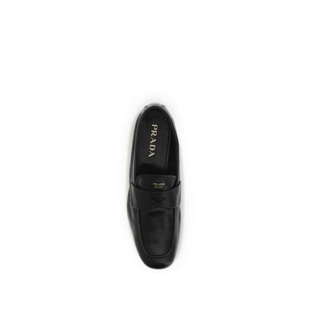 Prada Black Calf Leather Bos Taurus Slip-On Loafers