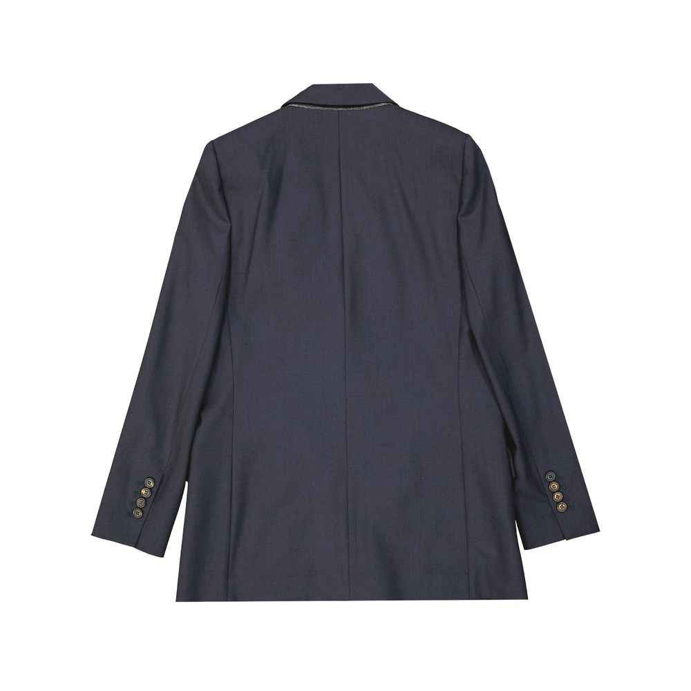 Brunello Cucinelli Blue Virgin Wool Jackets And Coat