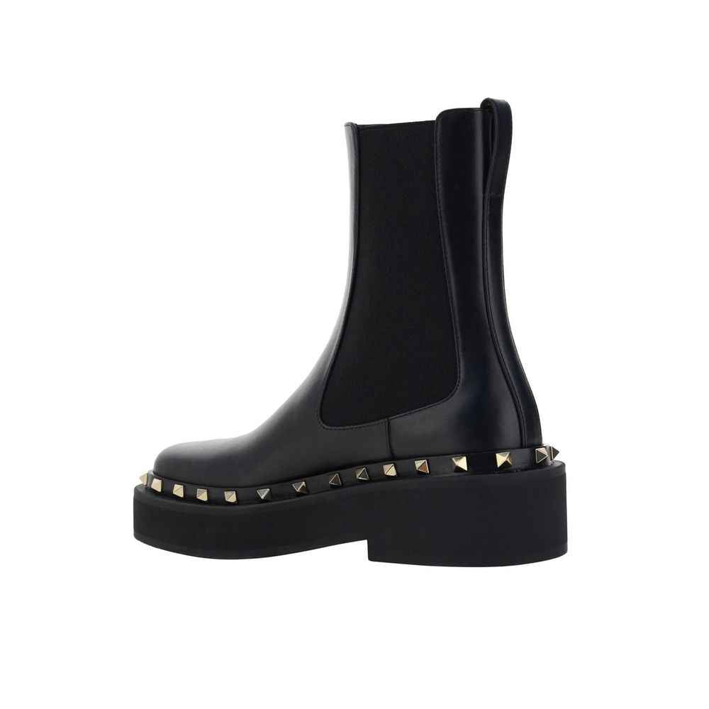 Valentino Garavani Black Calfskin Flat Boots