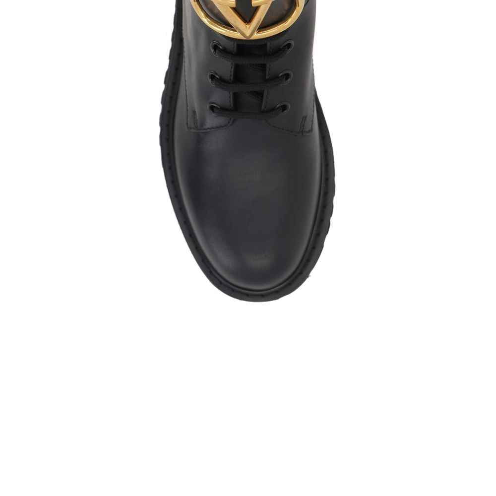 Valentino Garavani Black Calfskin Lace-Up Boots