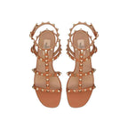 Valentino Garavani Brown Leather Flat Sandals