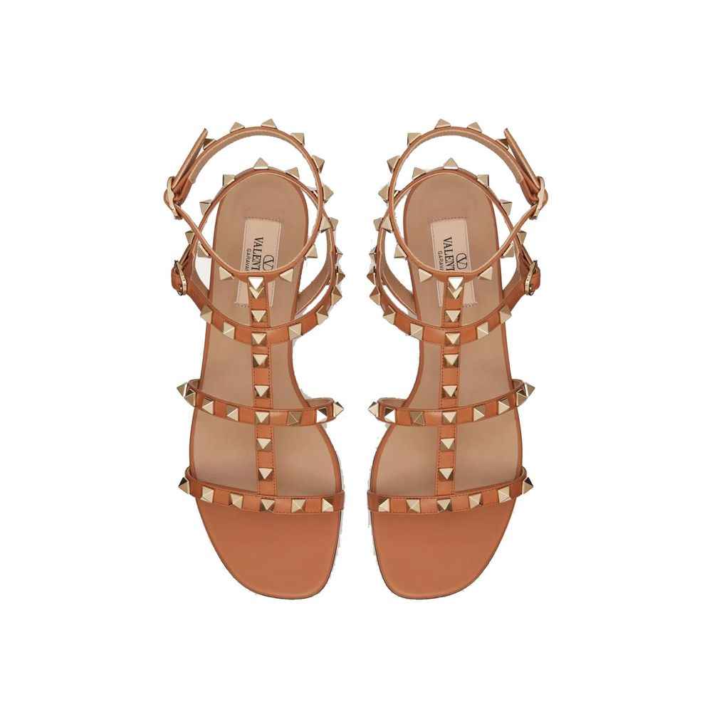 Valentino Garavani Brown Leather Flat Sandals