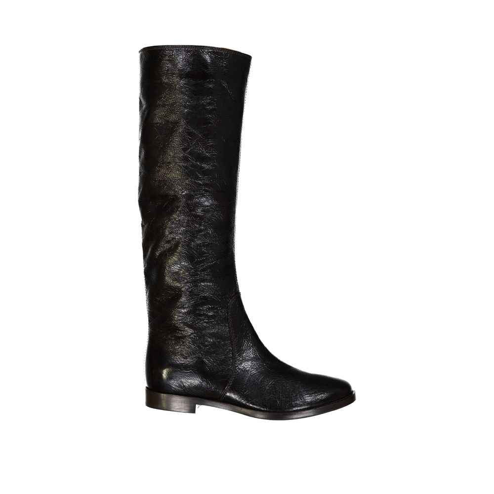 Sergio Rossi Black Calfskin Over The Knee