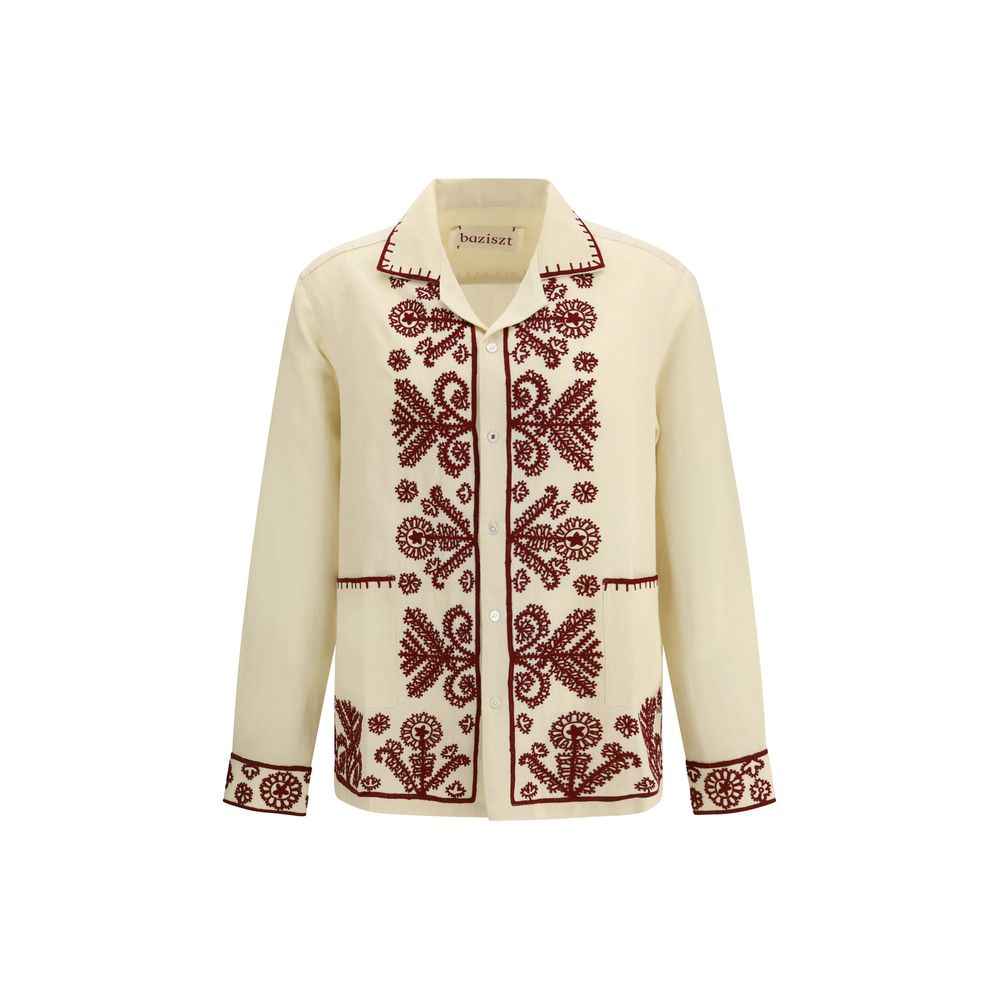 Baziszt Beige Hemp Pattern Shirt