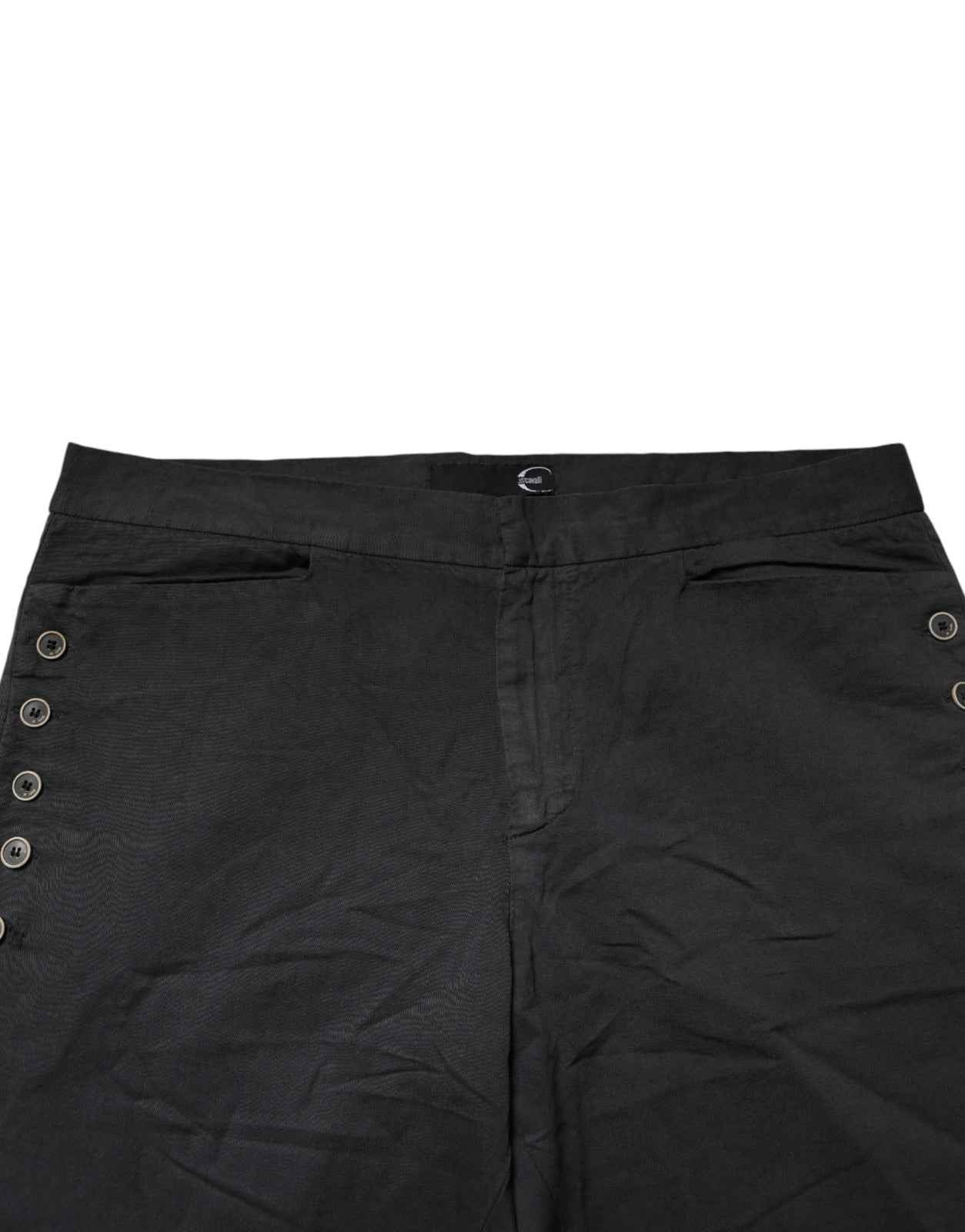Just Cavalli Black Straight Fit Mid Waist Denim Trouser Jeans