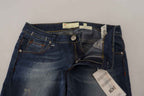 Acht Blue Washed Cotton Slim Fit Women Denim Pants Jeans