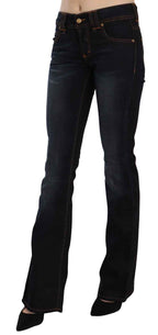 John Galliano Blue Washed Mid Waist Regular Leg Boot Cut Denim Jeans