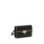 Valentino Garavani Black Calf Leather Bos Taurus Shoulder Bag
