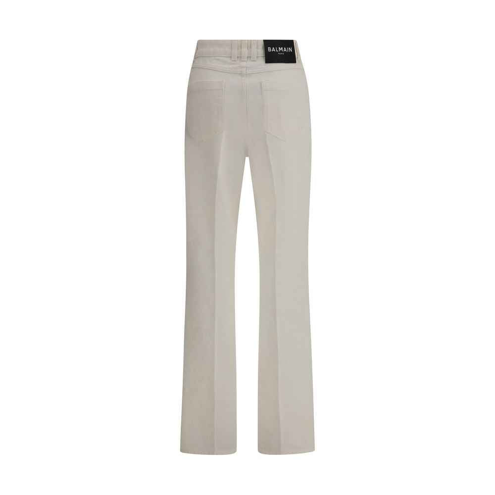 Balmain White Cotton Straight-Leg Jeans