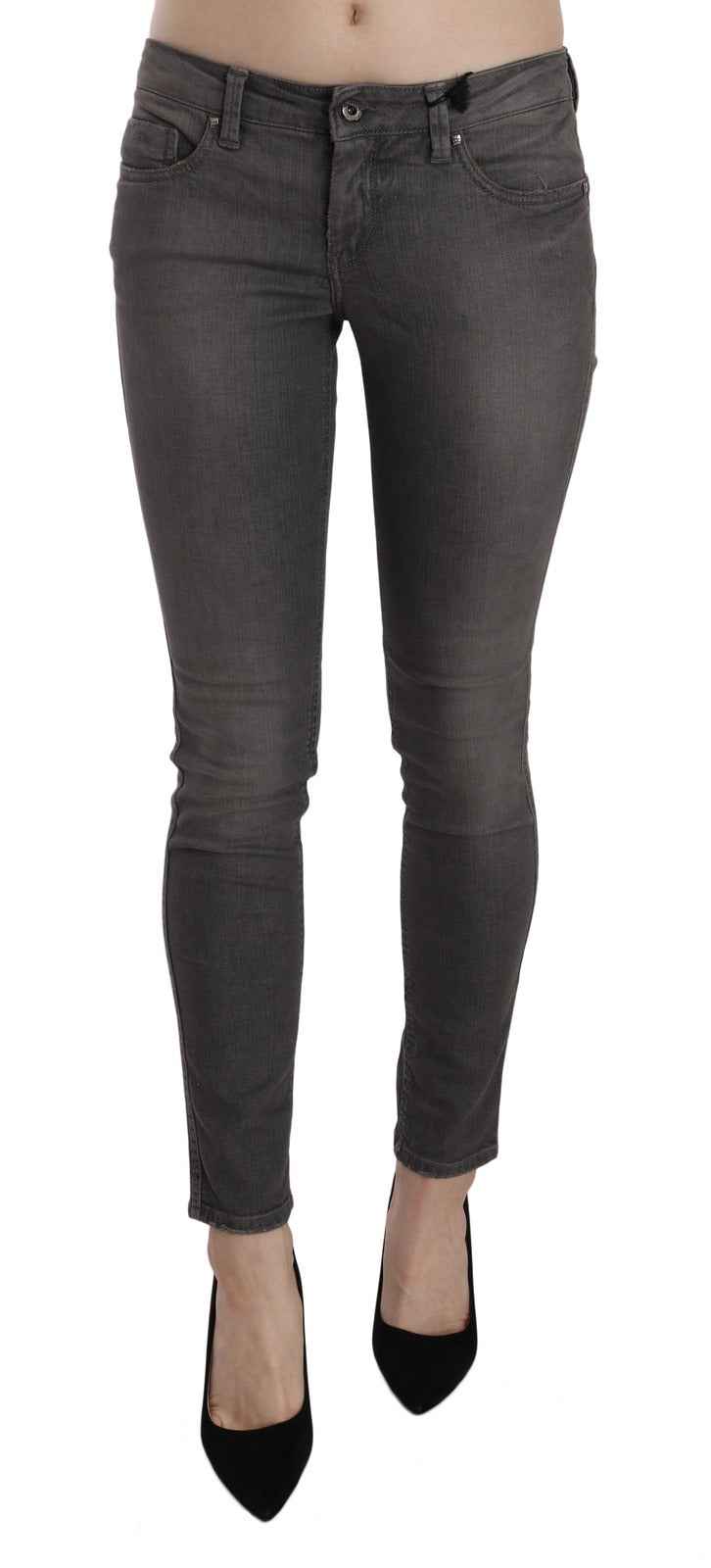 Costume National Gray Washed Low Waist Skinny Jeans