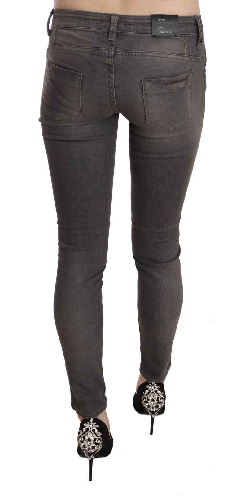 Costume National Gray Washed Low Waist Skinny Jeans