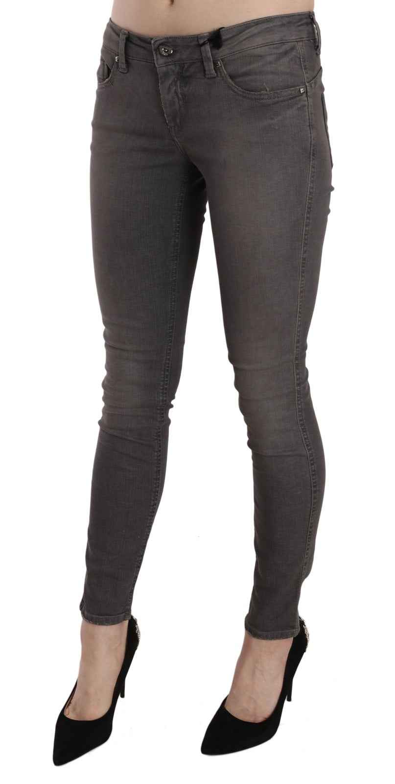Costume National Gray Washed Low Waist Skinny Jeans
