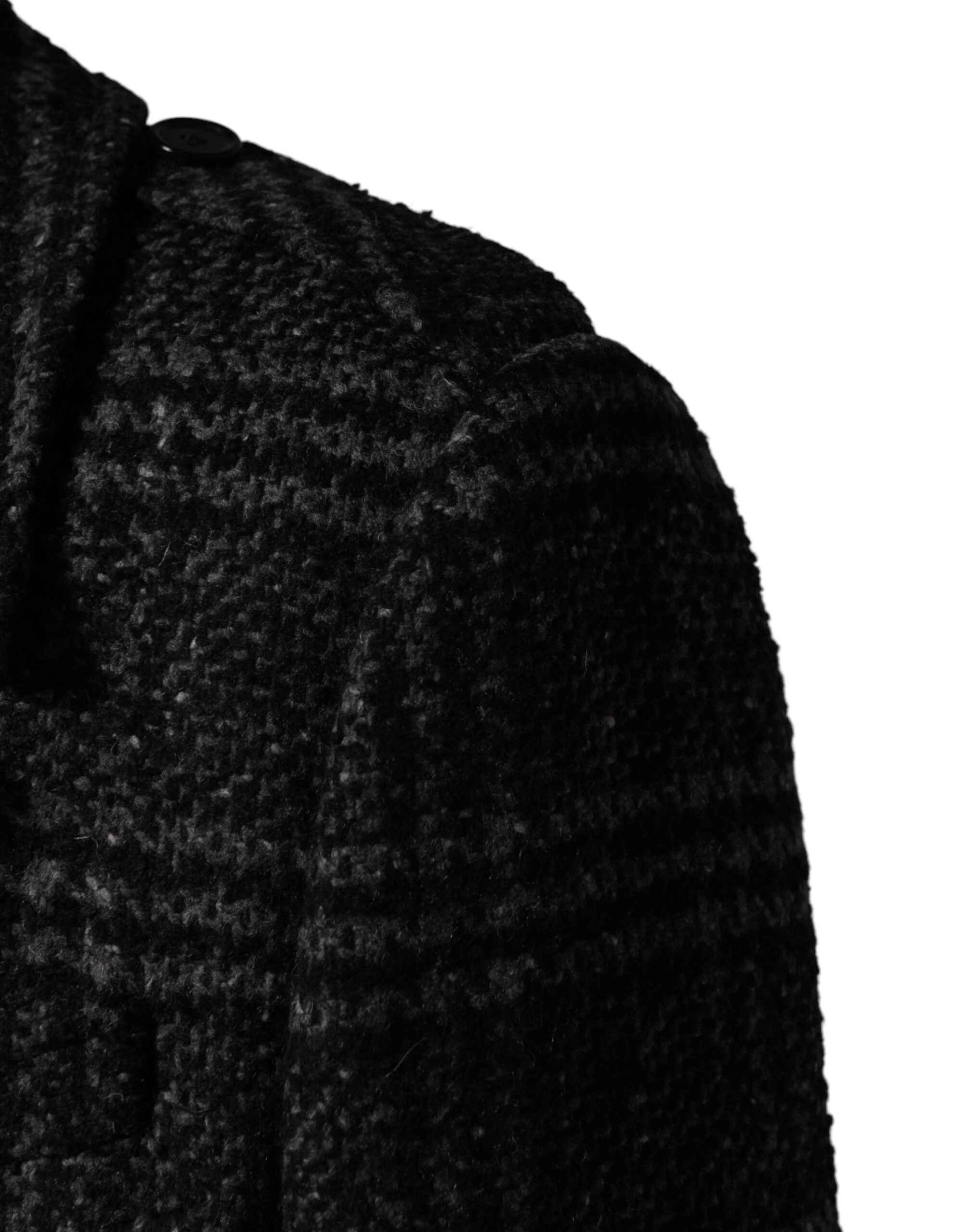 Dolce & Gabbana Grey Double Breasted Plaid Wool Coat Jacket