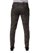 Dolce & Gabbana Brown Wool Plaid Skinny Dress Trouser Pants