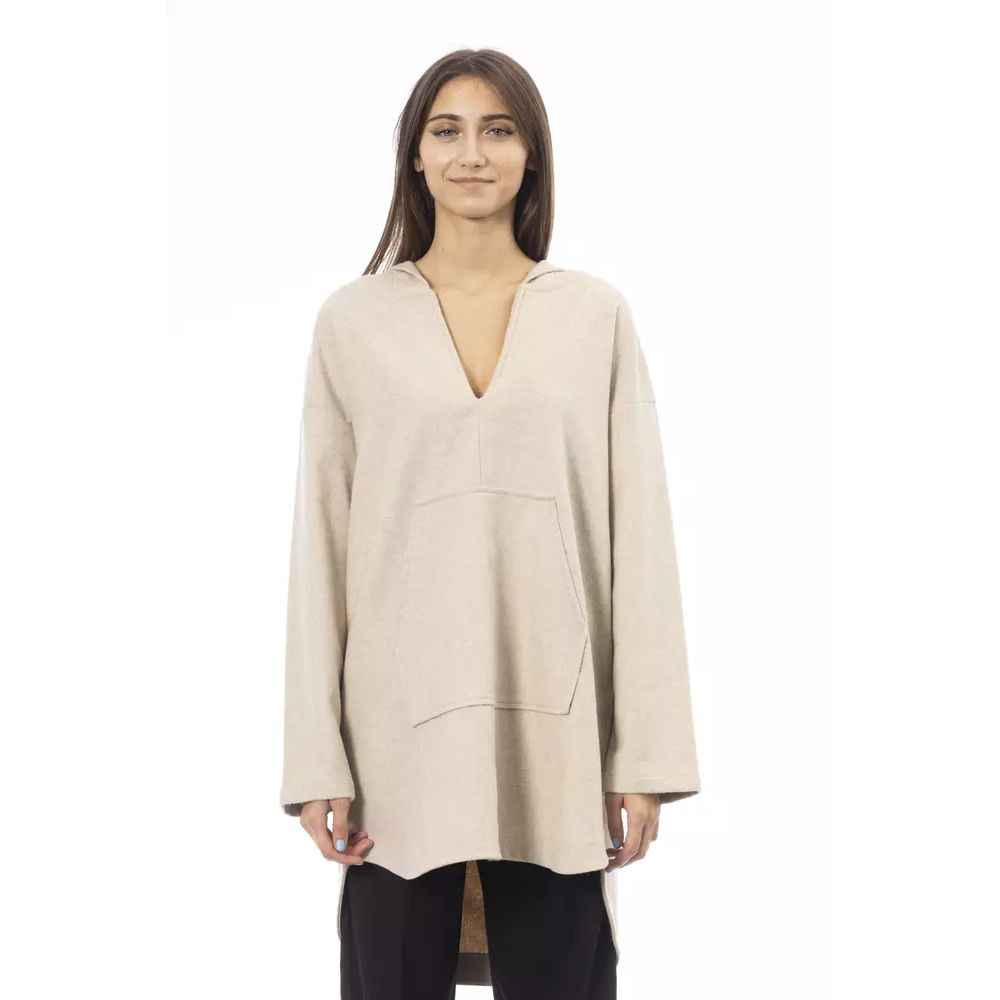 Alpha Studio Beige Wool Hoodie