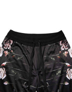 Dolce & Gabbana Black Floral Straight-Leg Chino Trouser Pants