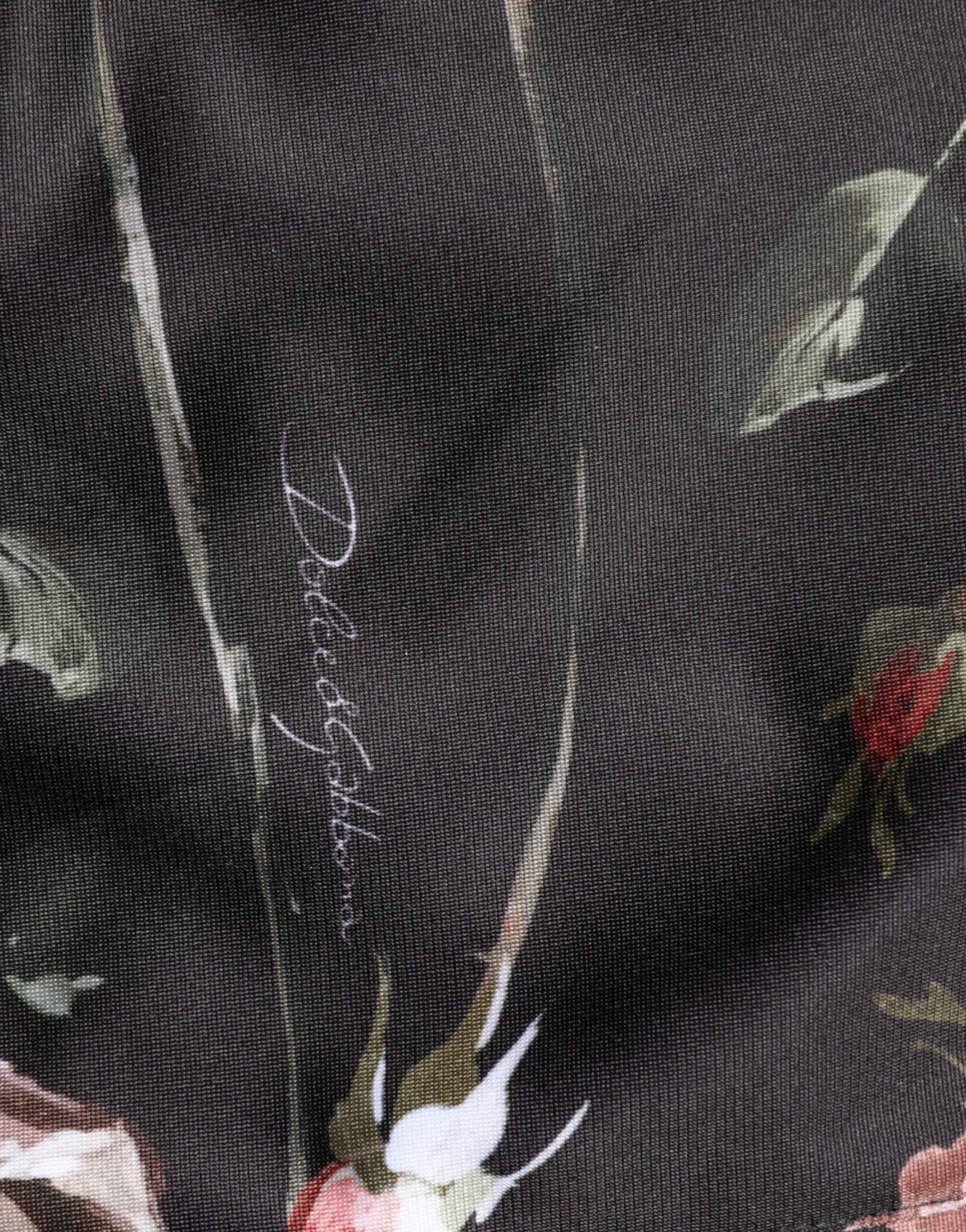 Dolce & Gabbana Black Floral Straight-Leg Chino Trouser Pants