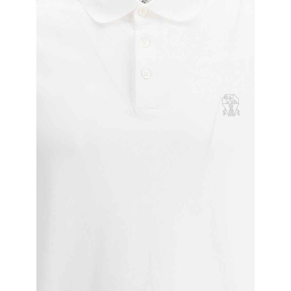 Brunello Cucinelli White Cotton Polo Shirt
