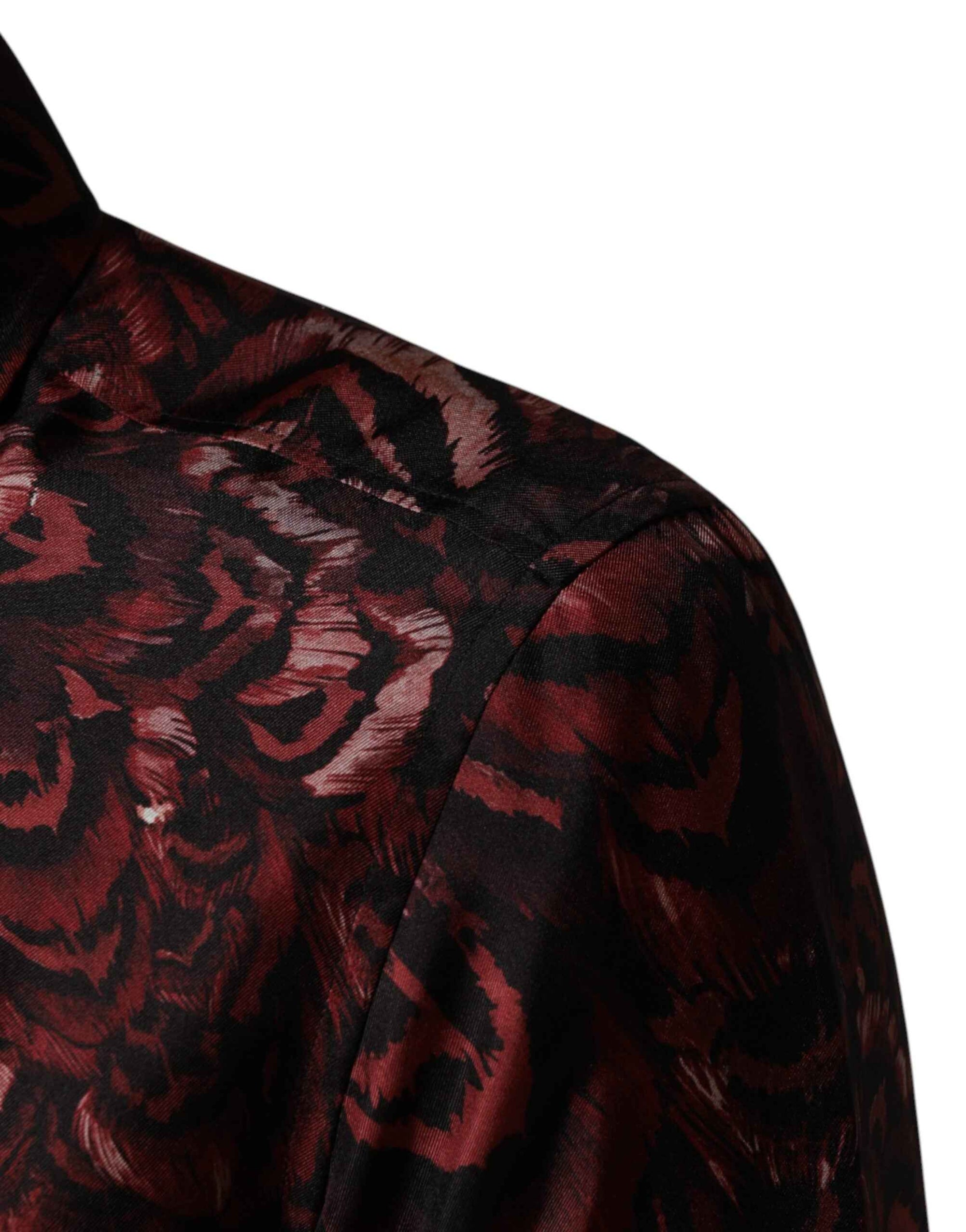 Dolce & Gabbana Bordeaux Patterned Collared Men Dress Shirt