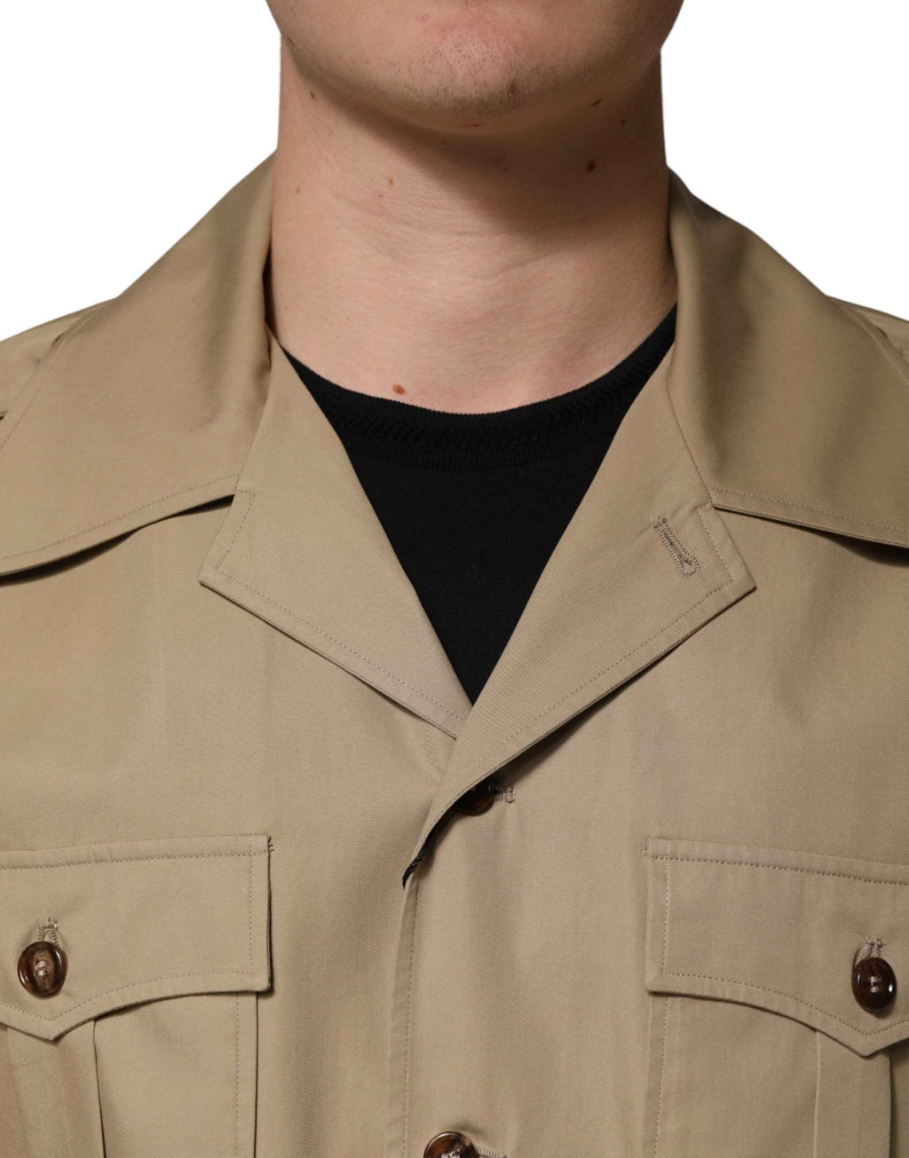 Dolce & Gabbana Brown Pin Up Short Sleeves Men Casual Shirt
