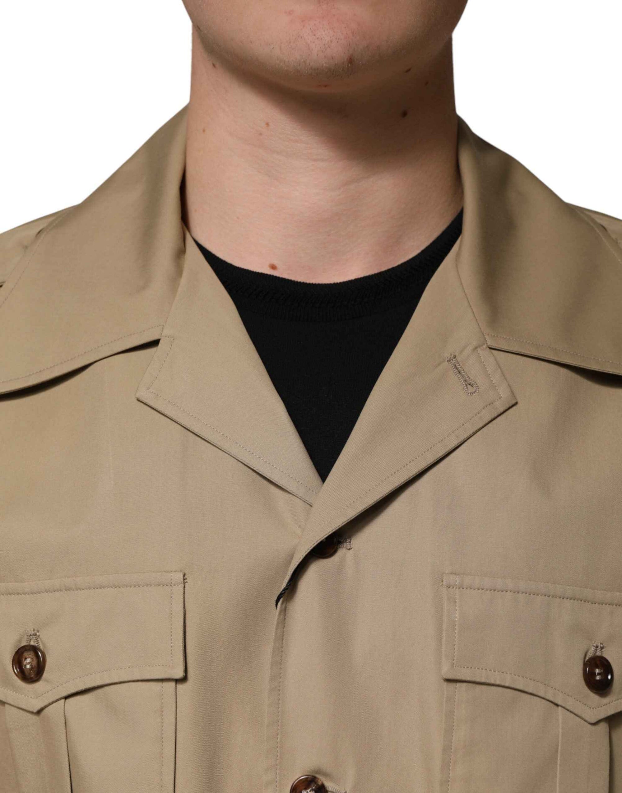 Dolce & Gabbana Brown Pin Up Short Sleeves Men Casual Shirt
