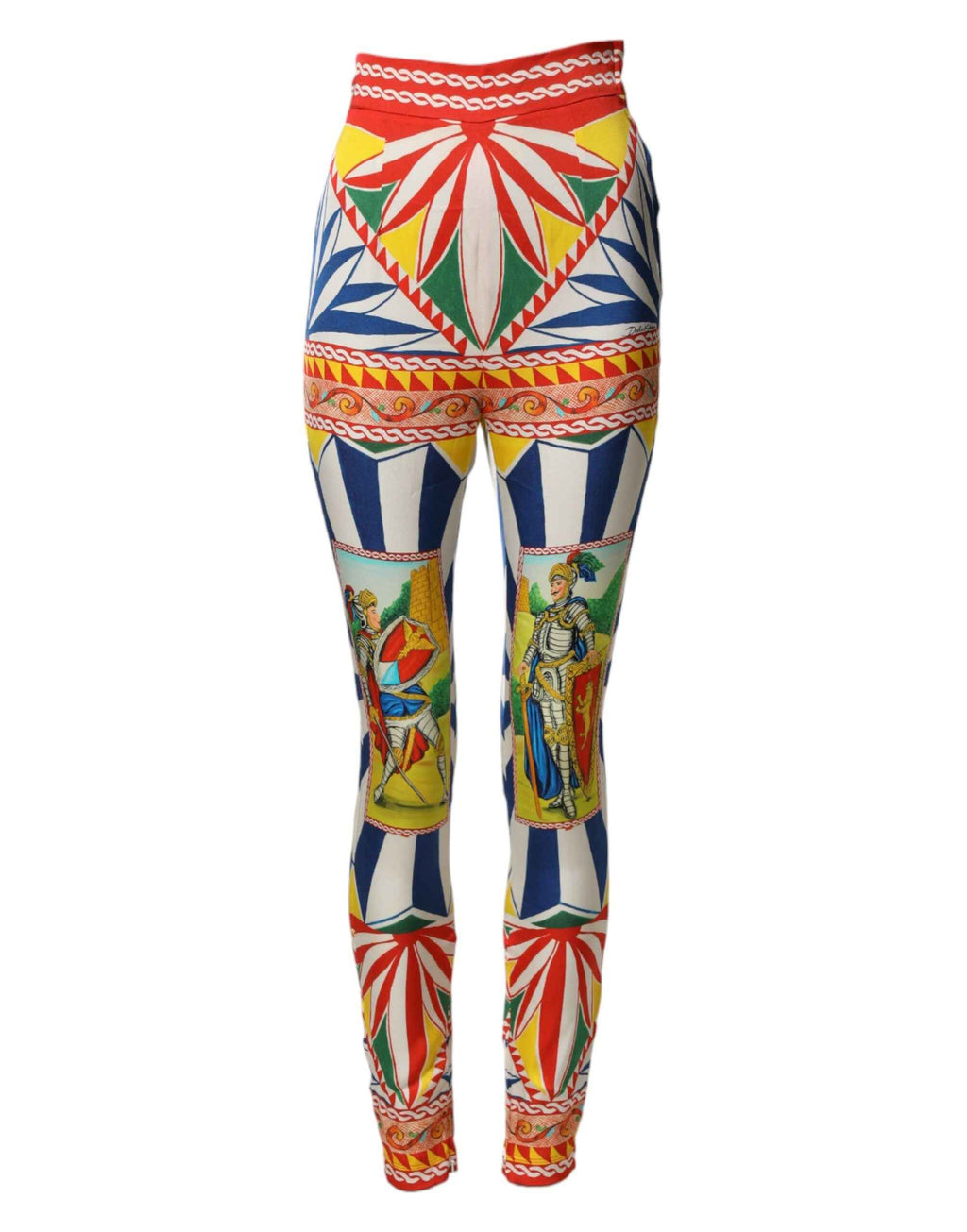 Dolce & Gabbana Multicolor Silk Carretto Leggings Stretch Waist Pants