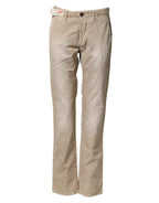 Incotex Beige Mid Waist Straight Women Casual Chino Trouser Pants