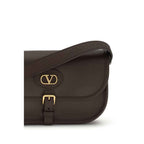 Valentino Garavani Brown Calf Leather Bos Taurus Shoulder Bag