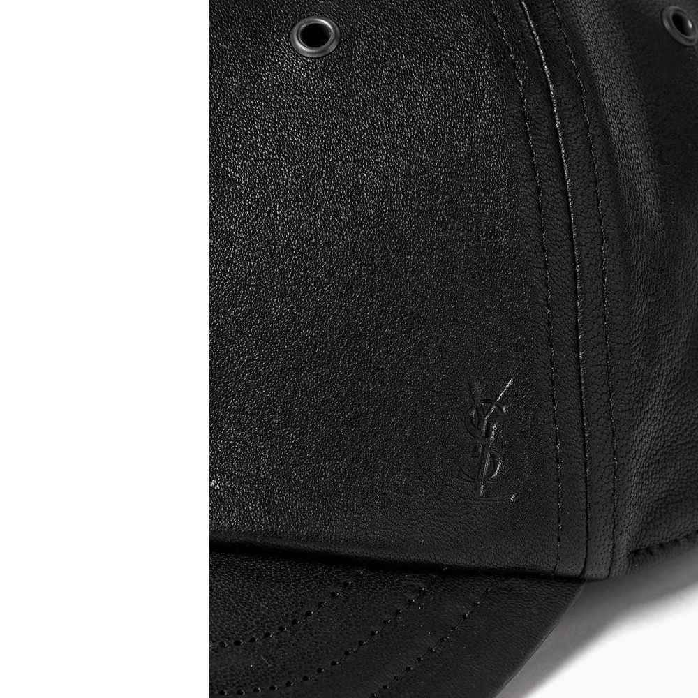 Saint Laurent Black Lamb Leather Cap (Baseball Hat)