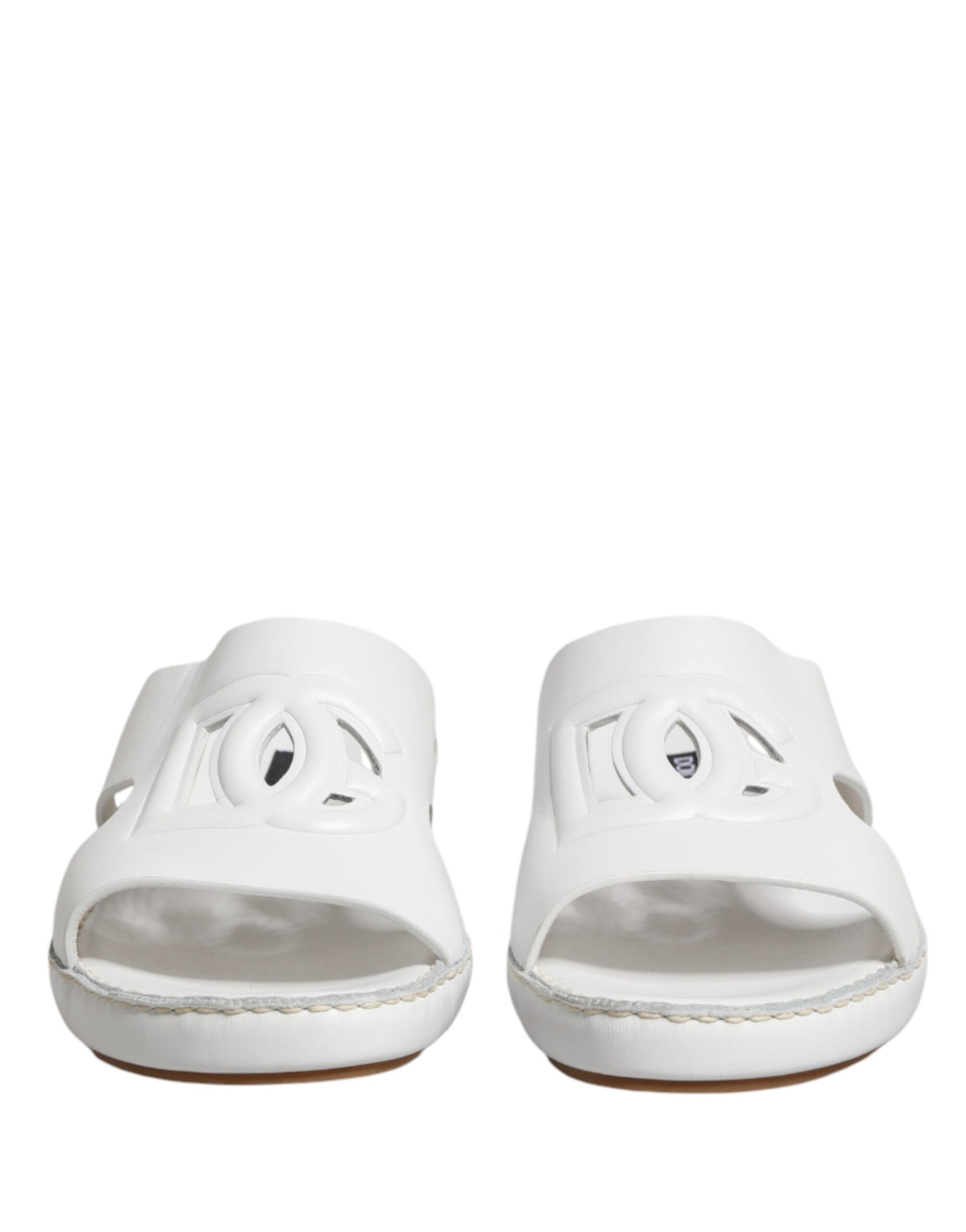 Dolce & Gabbana White DG Cutout Slides Slippers Flats Shoes