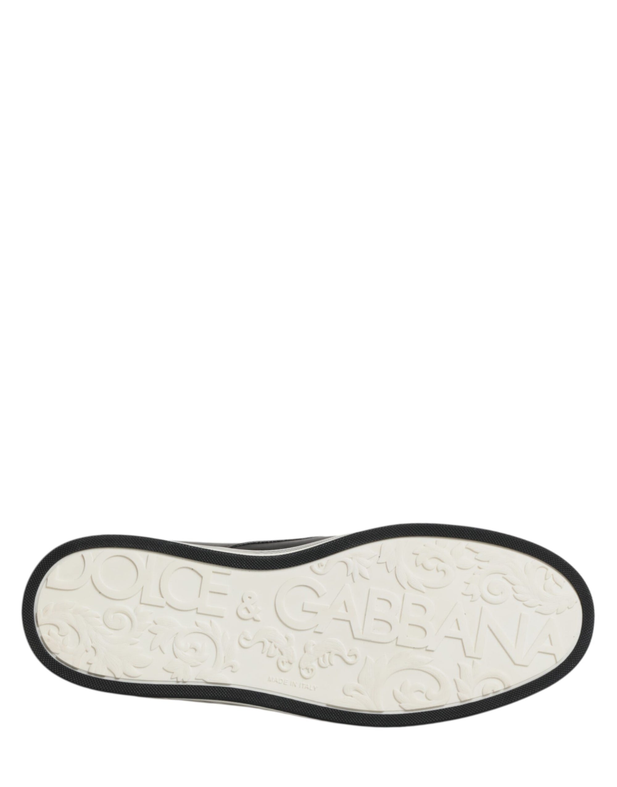 Dolce & Gabbana Black Leather Signature Figures Sneakers Shoes