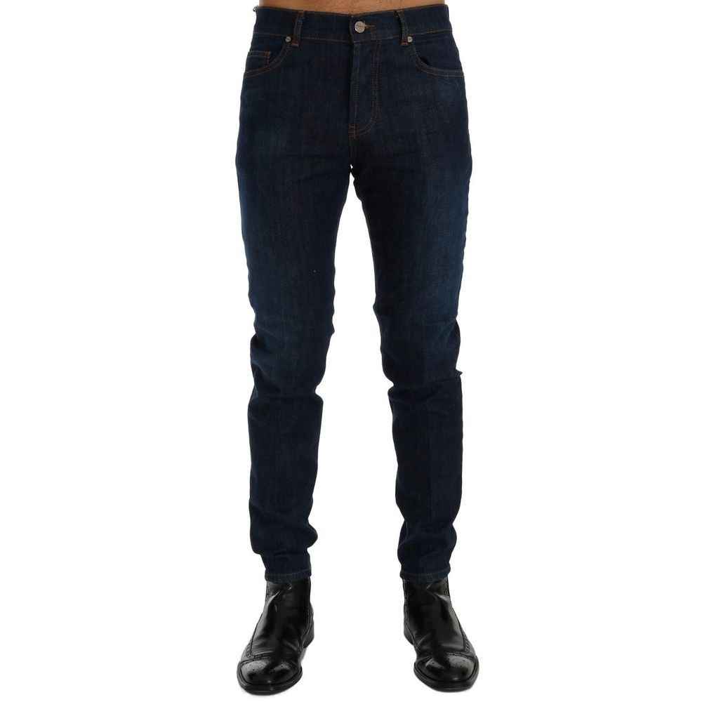 Frankie Morello Blue Cotton Slim Fit Jeans