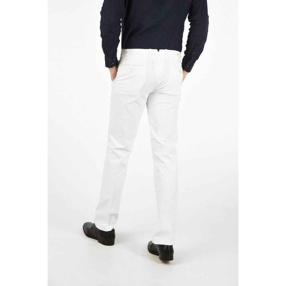 Corneliani White Cotton Chino Pants