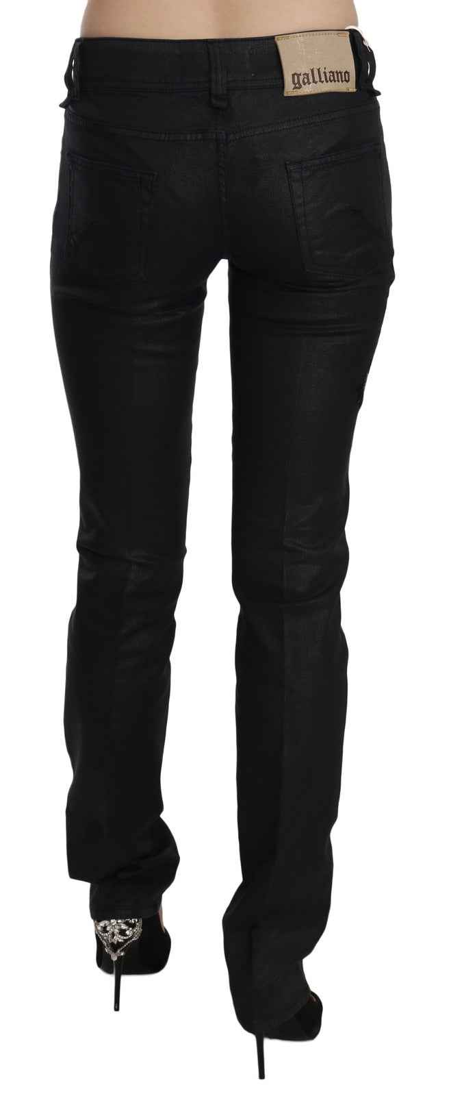 John Galliano Black Swan Floral Embroidered Mid Waist Skinny Denim Jeans