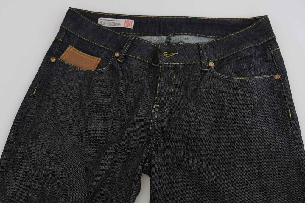 PLEIN SUD Cotton Blue High Waist Straight Cropped Trouser Jeans