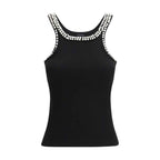 PINKO Black Cotton Sleeveles T-Shirt