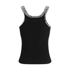 PINKO Black Cotton Sleeveles T-Shirt