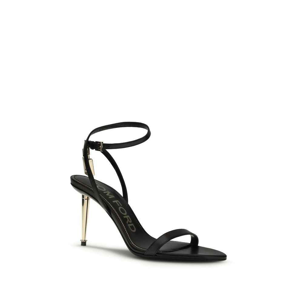 Tom Ford Black Goatskin Stiletto Heel Sandals