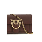 PINKO Brown Calf Leather Bos Taurus Shoulder Bag