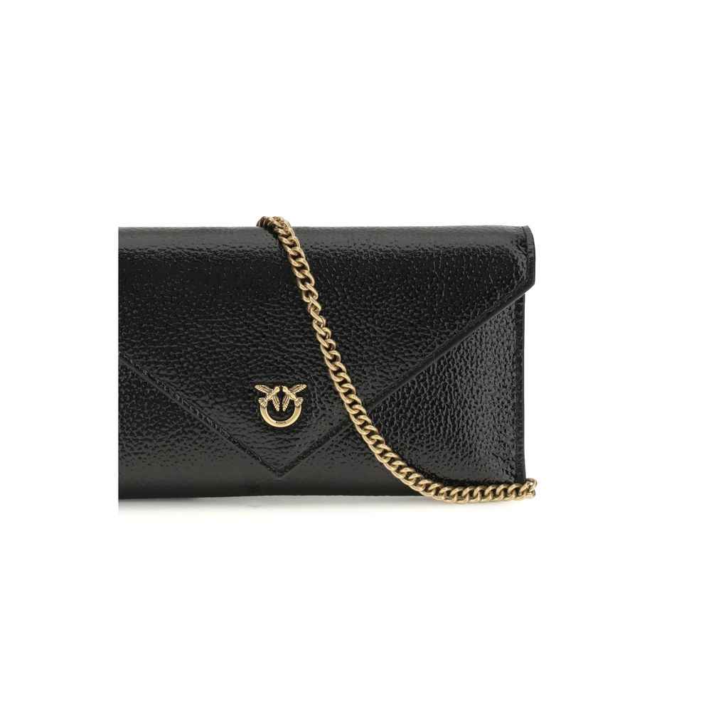 PINKO Black Calf Leather Bos Taurus Shoulder Bag