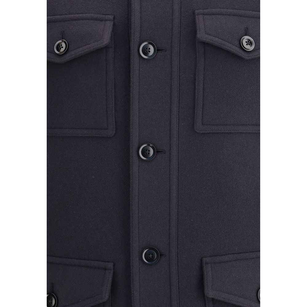 Tom Ford Blue Fleece Wool Coat