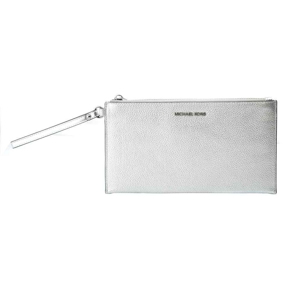 Michael Kors Gray Leather Clutch Bag