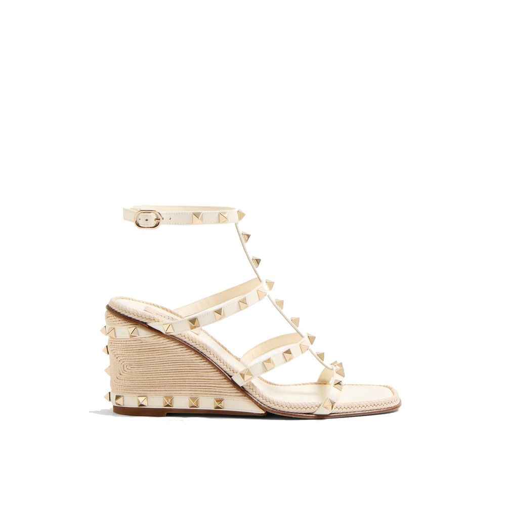 Valentino Garavani Beige Calfskin Wedge Sandals