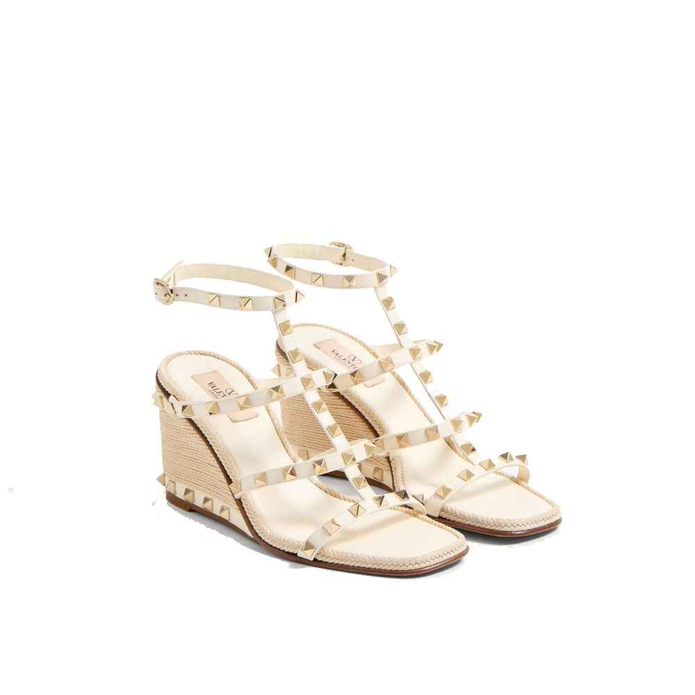 Valentino Garavani Beige Calfskin Wedge Sandals