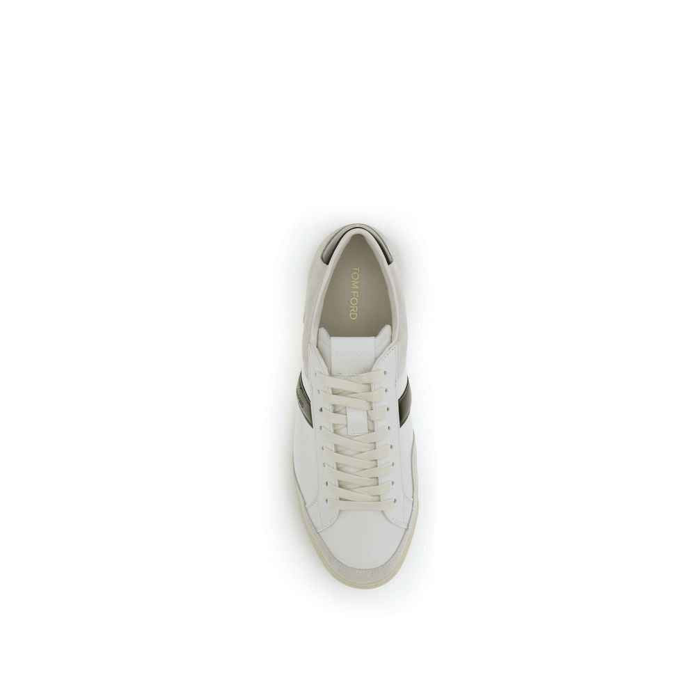 Tom Ford White Calf Leather Bos Taurus Sneakers