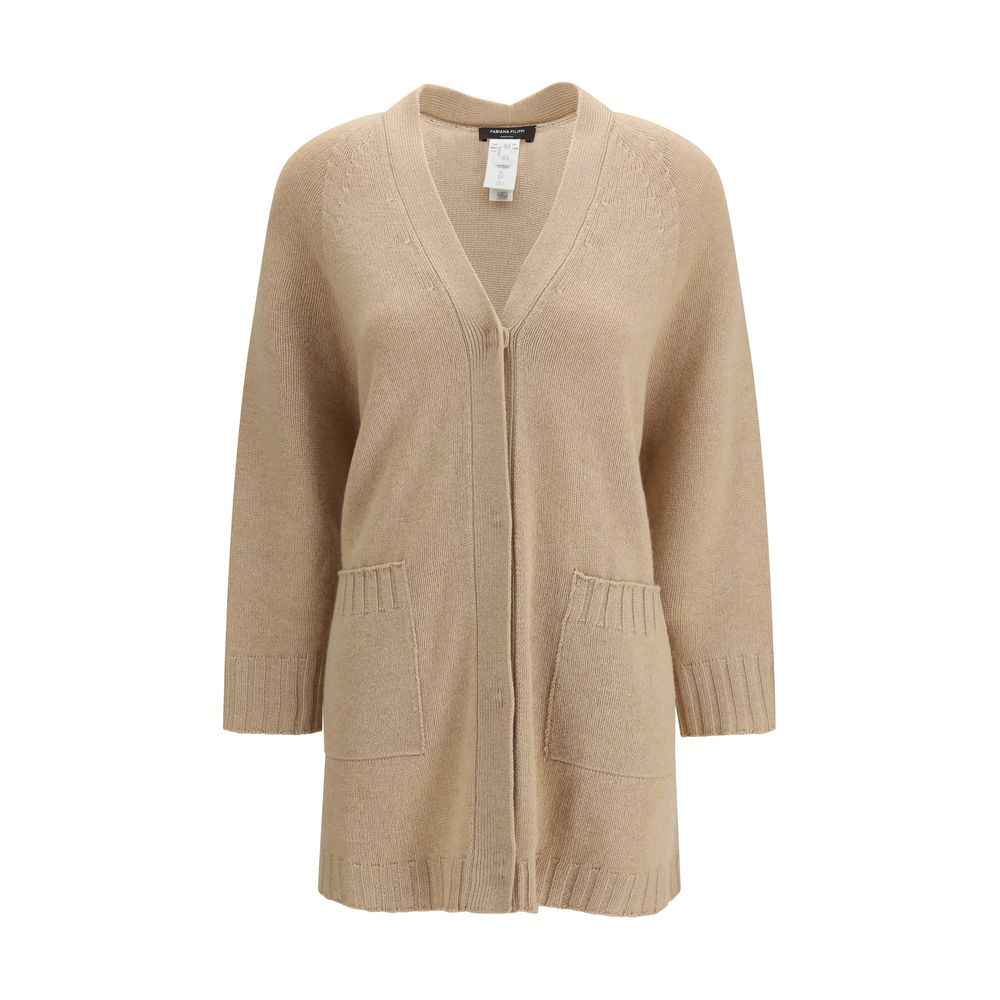 Fabiana Filippi Beige Fleece Wool Cardigan