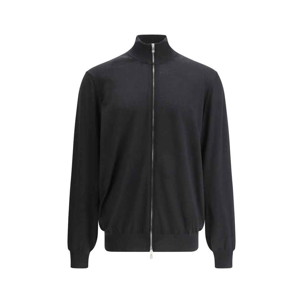 Brunello Cucinelli Black Fleece Wool Cardigan